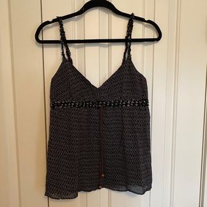 Black & White Ruffle Strap Tank